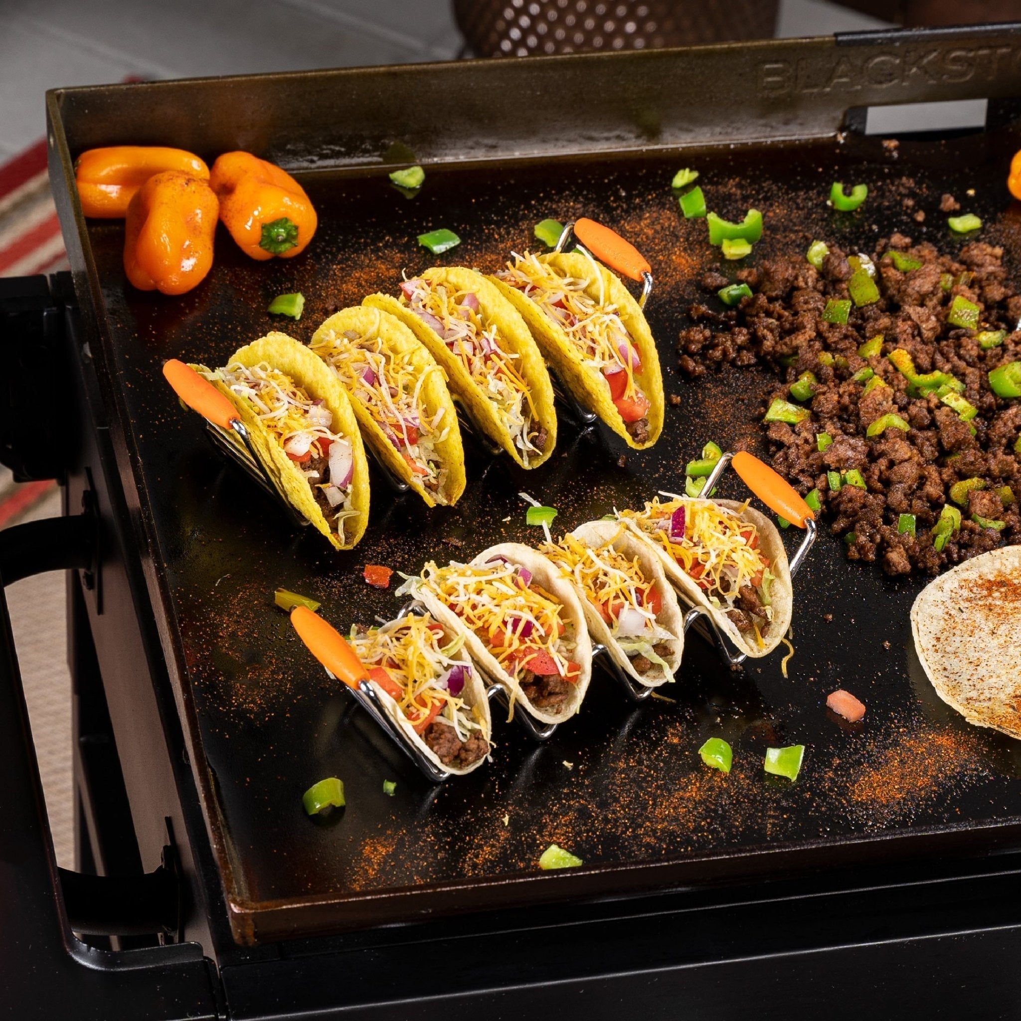 Small taco tray with silicone handles (qty 2).